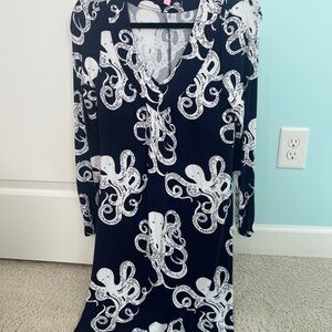 Lilly Pulitzer Navy and White Octopus Long Sleeve Dress